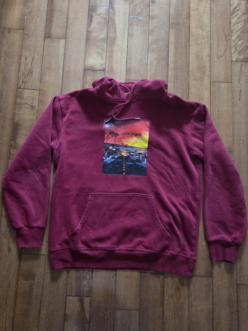 Palm Angels Men's Maroon Graphic Print Pullover Hoodie Size XXL